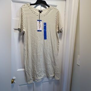 Buffalo David Bitton Cream and Black Striped Short Sleeve Dress